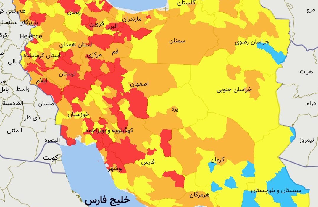 وضعیت کرونا در شیراز و ۸ شهرستان فارس قرمز شد