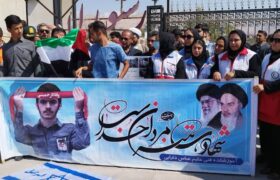 گزارش تصویری/ تجمع مردم داراب در اعتراض به جنایات اسرائیل